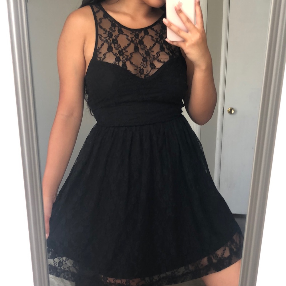 ✨ Black Lace Skater Dress